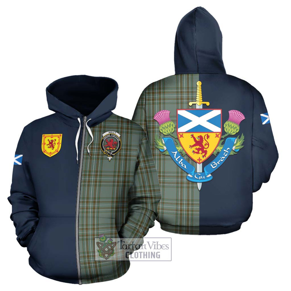 Tartan Vibes Clothing Kelly Dress Tartan Hoodie with Scottish Lion Royal Arm Half Style
