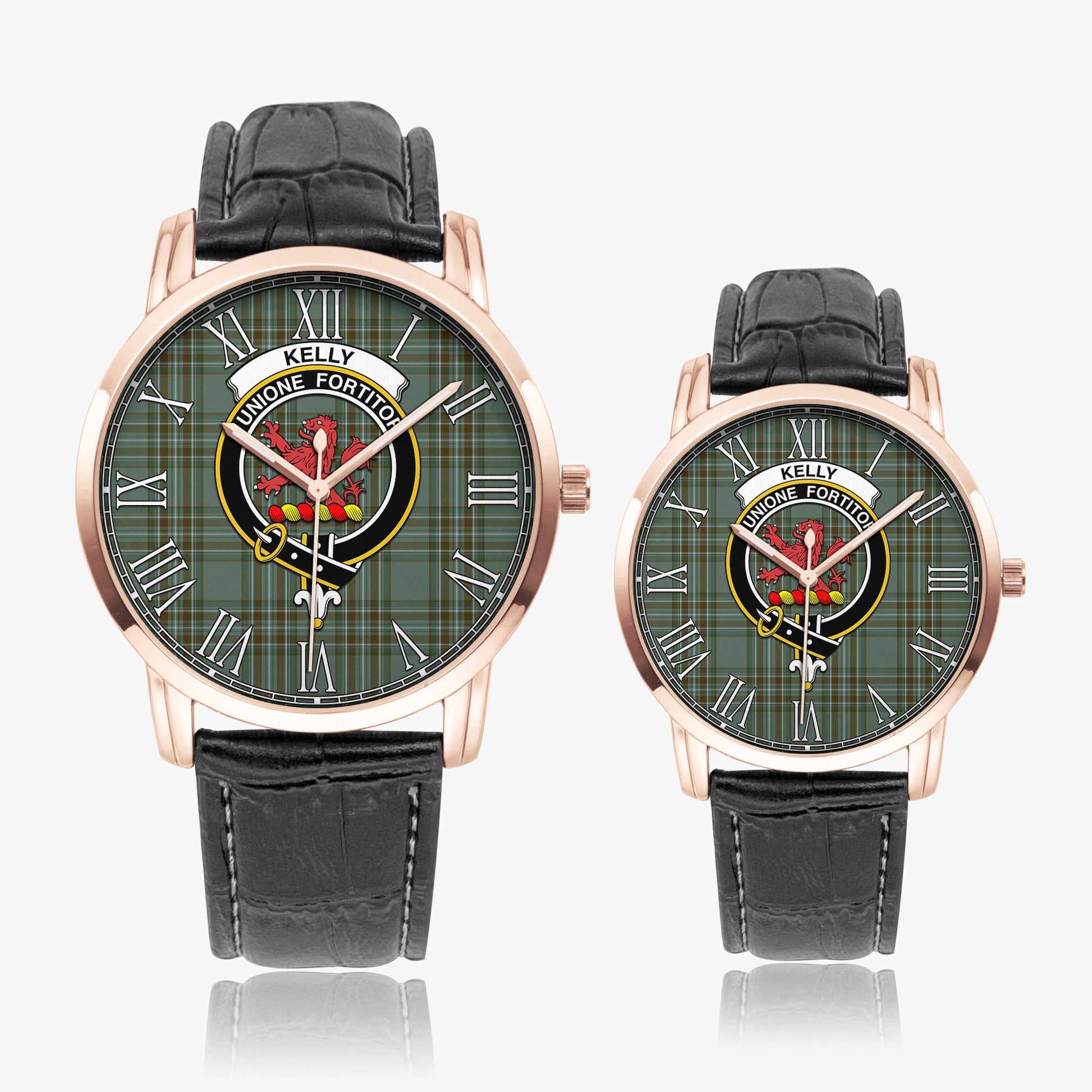 Kelly Dress Tartan Family Crest Leather Strap Quartz Watch - Tartanvibesclothing