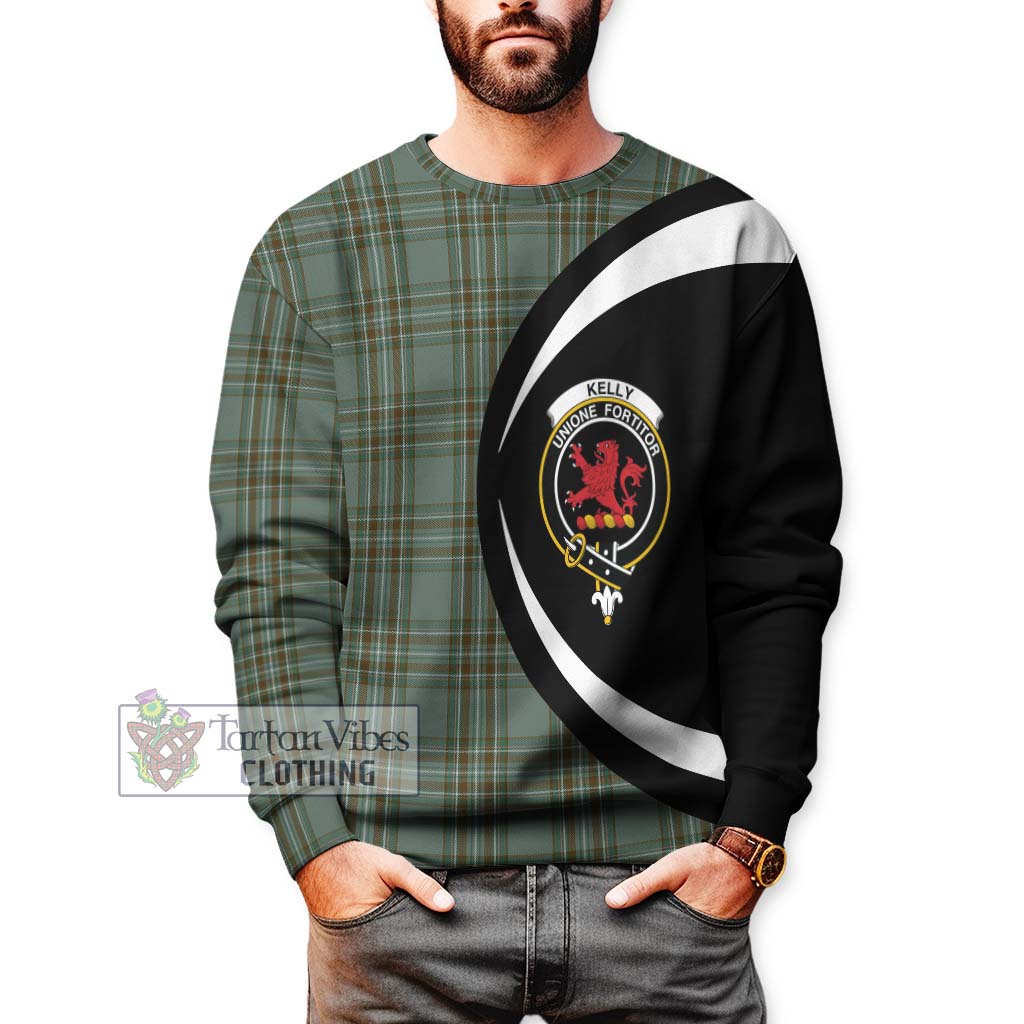 Kelly Tartan Sweatshirt with Family Crest Circle Style - Tartan Vibes Clothing