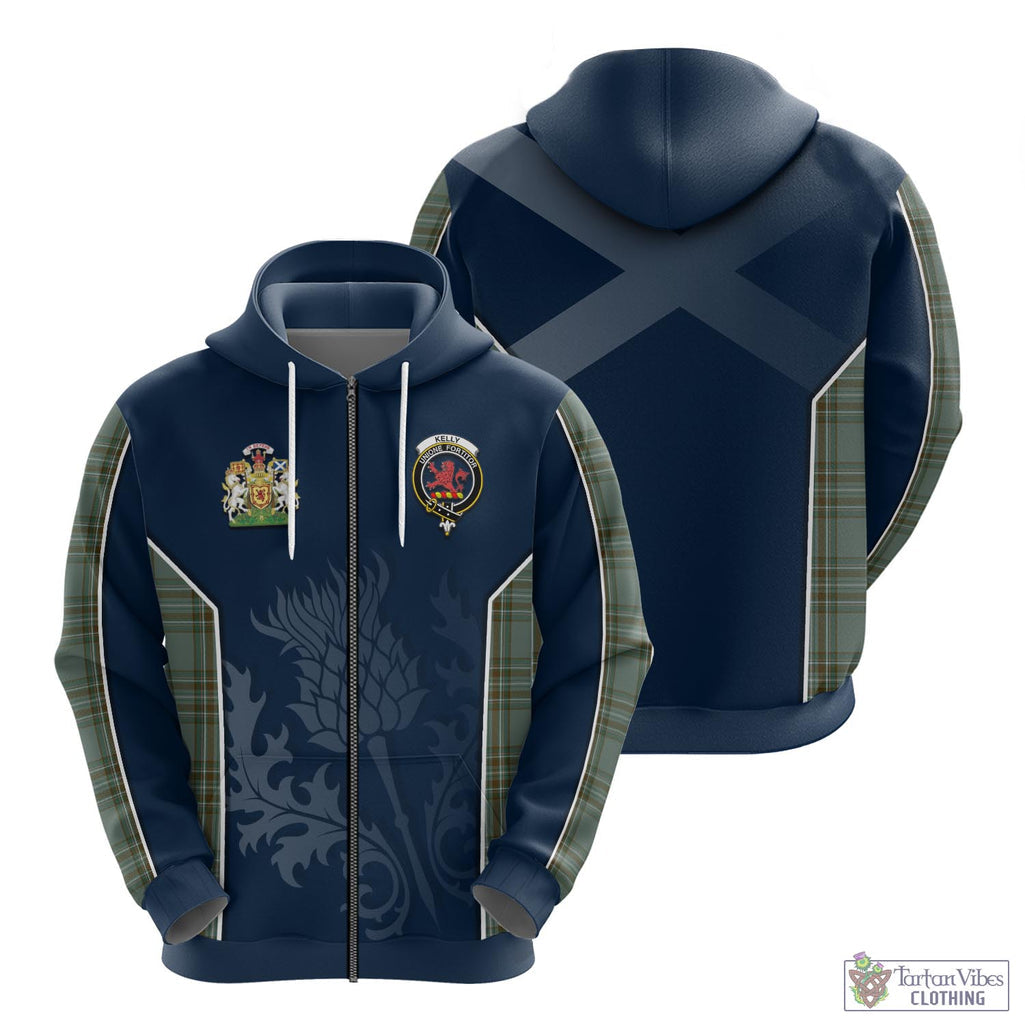 Tartan Vibes Clothing Kelly Dress Tartan Hoodie with Family Crest and Scottish Thistle Vibes Sport Style