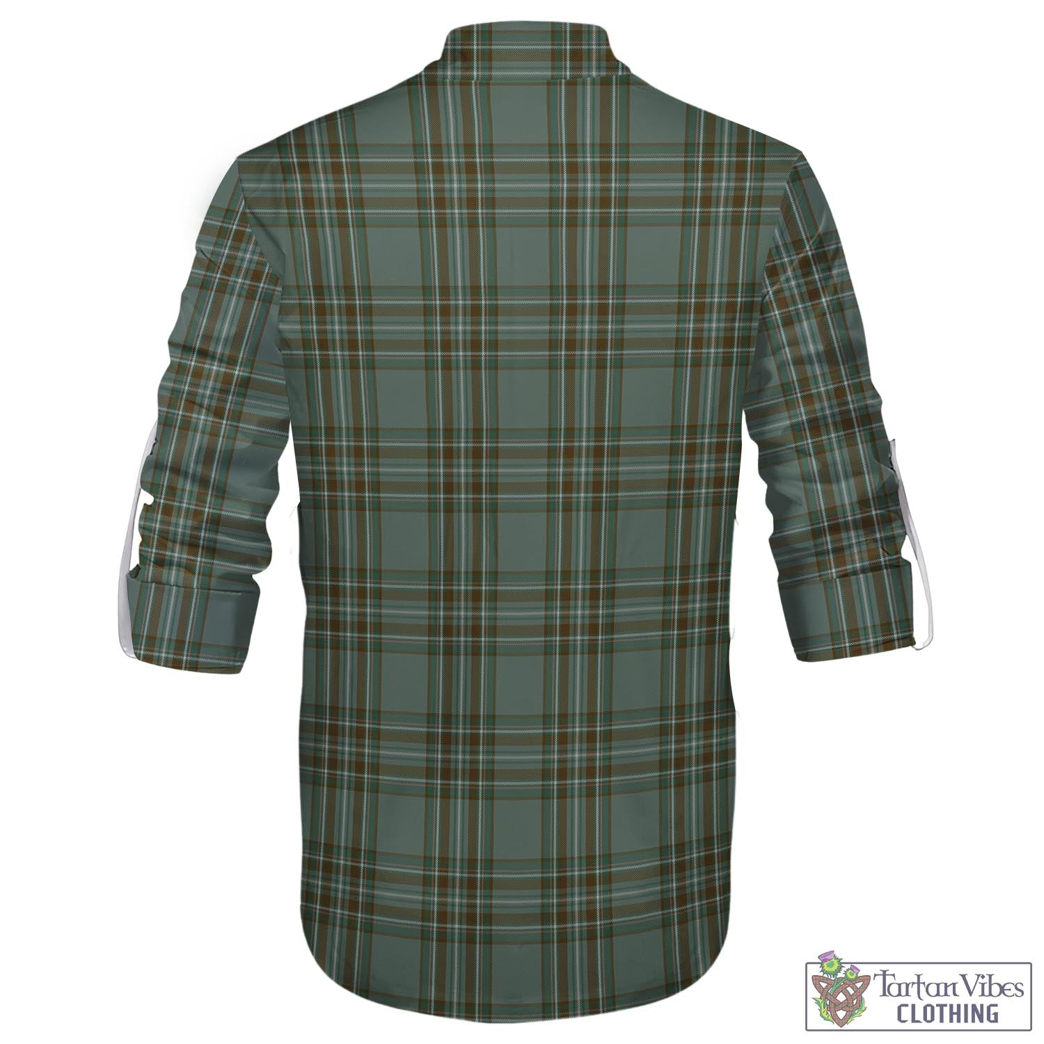 Tartan Vibes Clothing Kelly Dress Tartan Men's Scottish Traditional Jacobite Ghillie Kilt Shirt with Family Crest