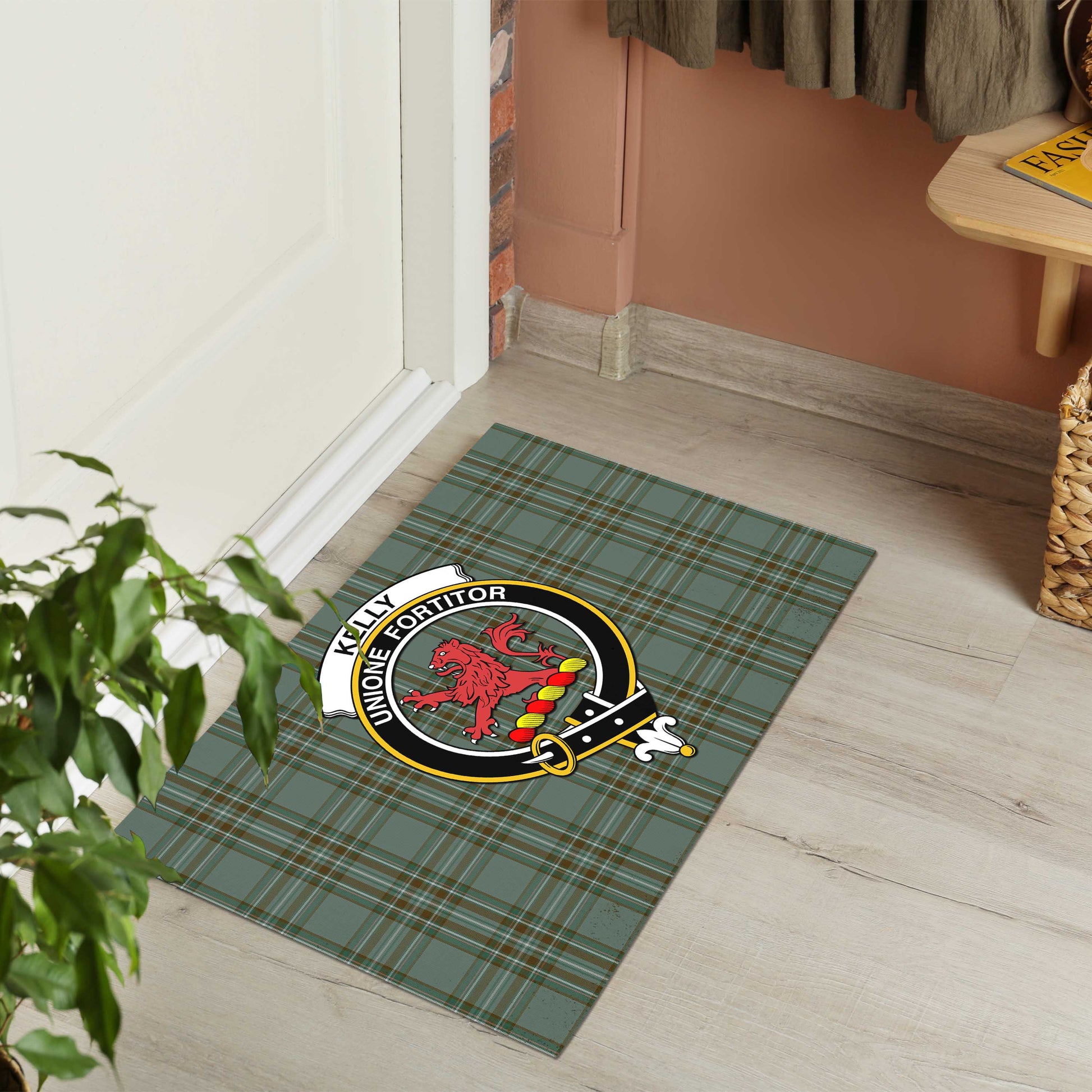 Kelly Dress Tartan Door Mat with Family Crest - Tartanvibesclothing