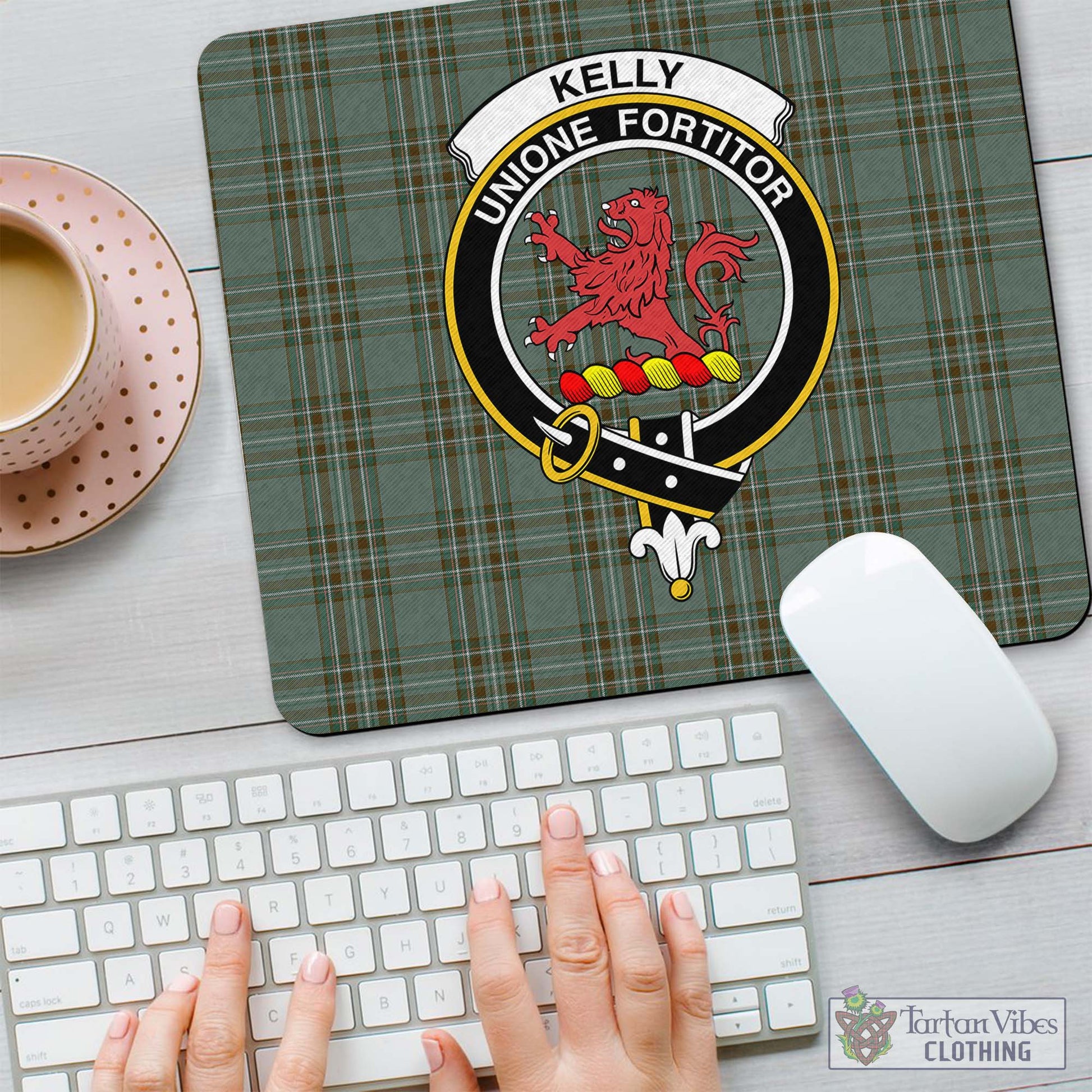 Tartan Vibes Clothing Kelly Dress Tartan Mouse Pad with Family Crest