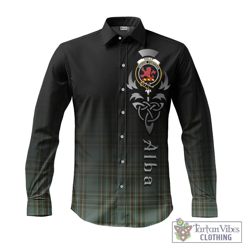 Tartan Vibes Clothing Kelly Dress Tartan Long Sleeve Button Up Featuring Alba Gu Brath Family Crest Celtic Inspired