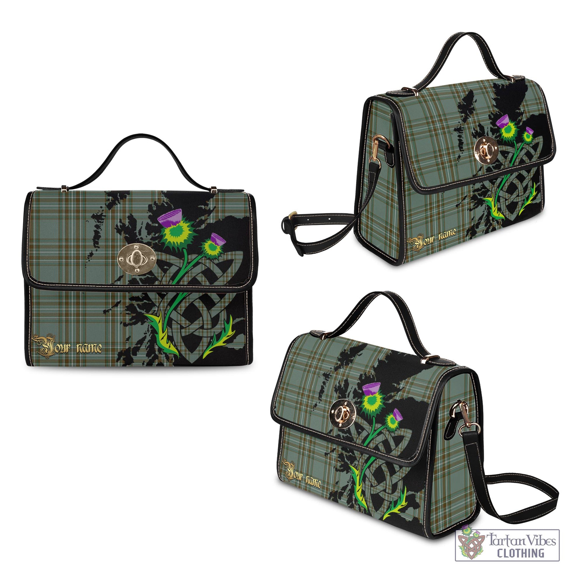 Tartan Vibes Clothing Kelly Dress Tartan Waterproof Canvas Bag with Scotland Map and Thistle Celtic Accents
