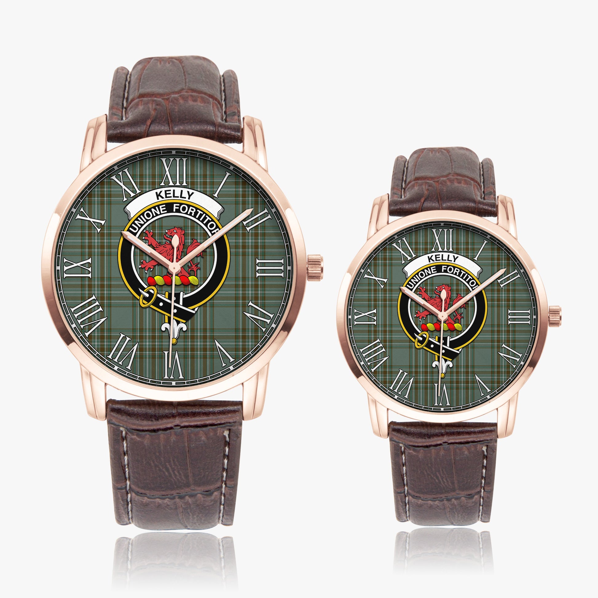 Kelly Dress Tartan Family Crest Leather Strap Quartz Watch - Tartanvibesclothing