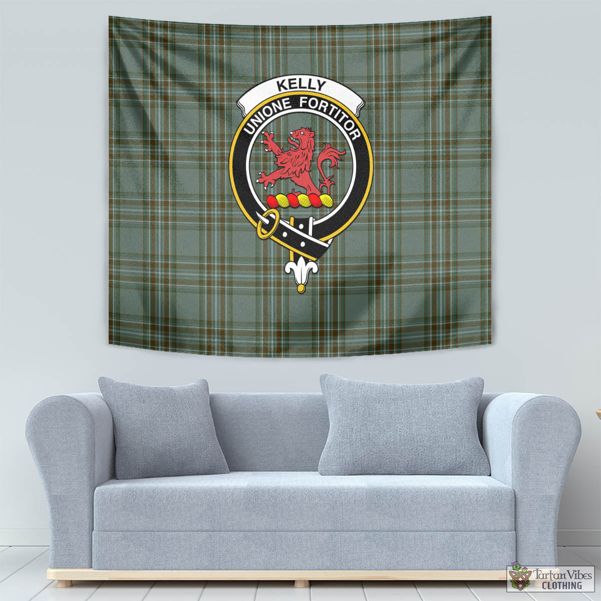 Tartan Vibes Clothing Kelly Dress Tartan Tapestry Wall Hanging and Home Decor for Room with Family Crest