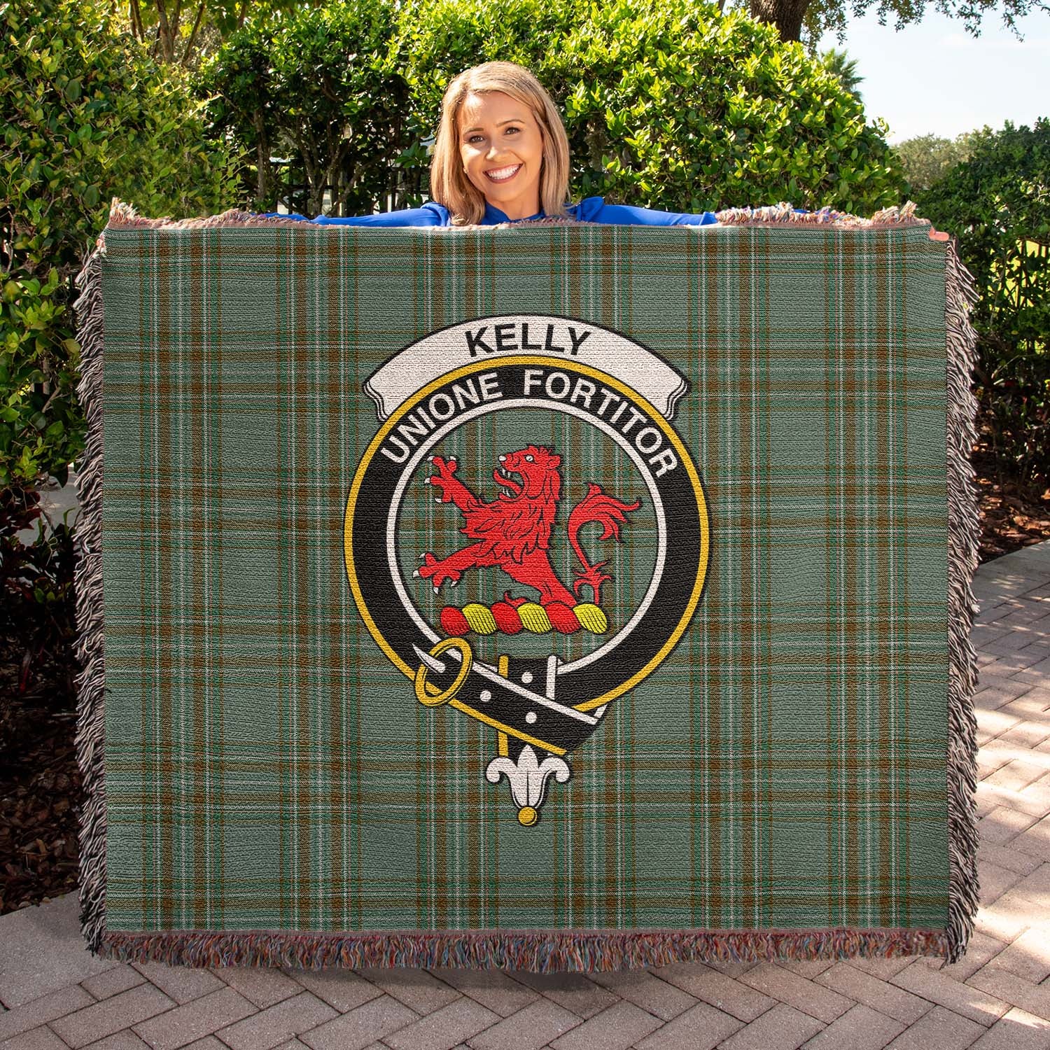 Tartan Vibes Clothing Kelly Dress Tartan Woven Blanket with Family Crest