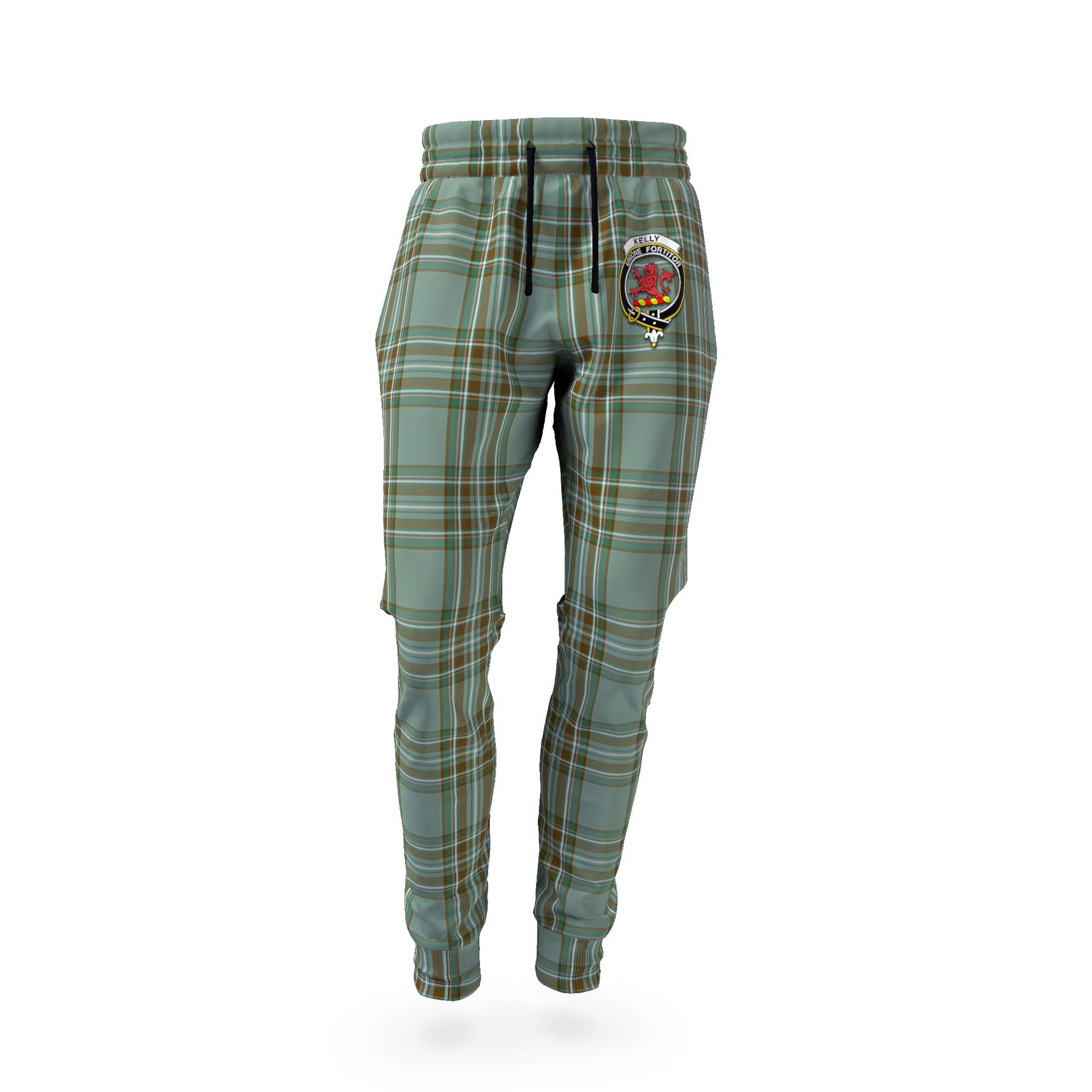 Kelly Tartan Joggers Pants with Family Crest - Tartan Vibes Clothing