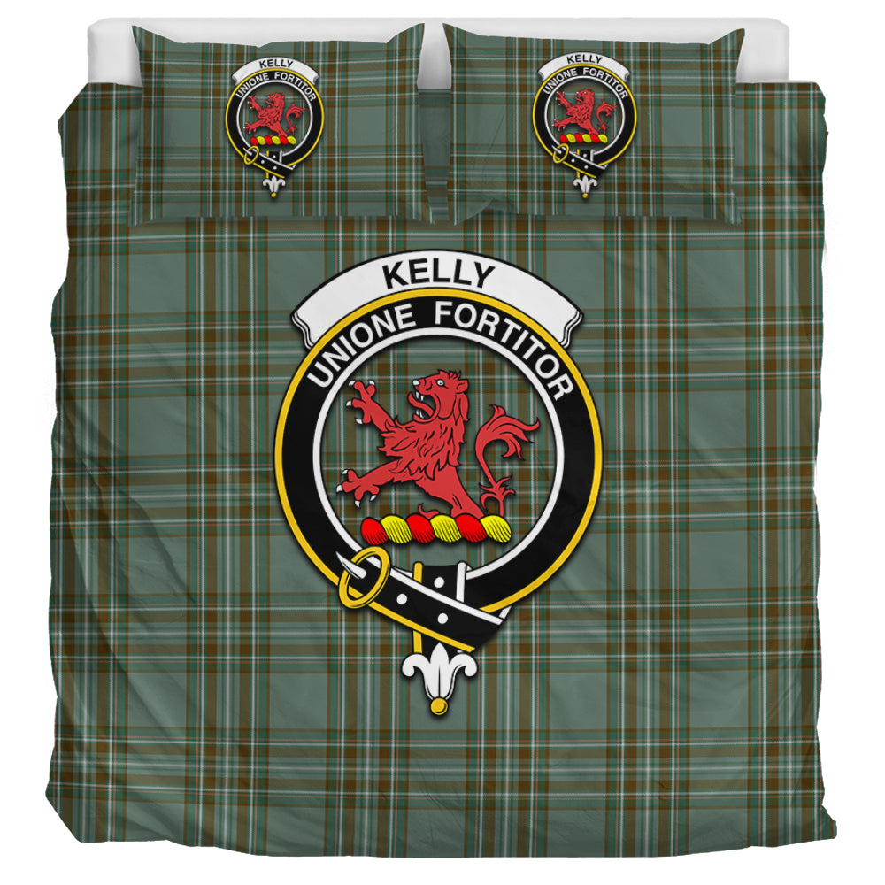 Kelly Tartan Bedding Set with Family Crest UK Bedding Set UK Super King 104*94 inch - Tartan Vibes Clothing