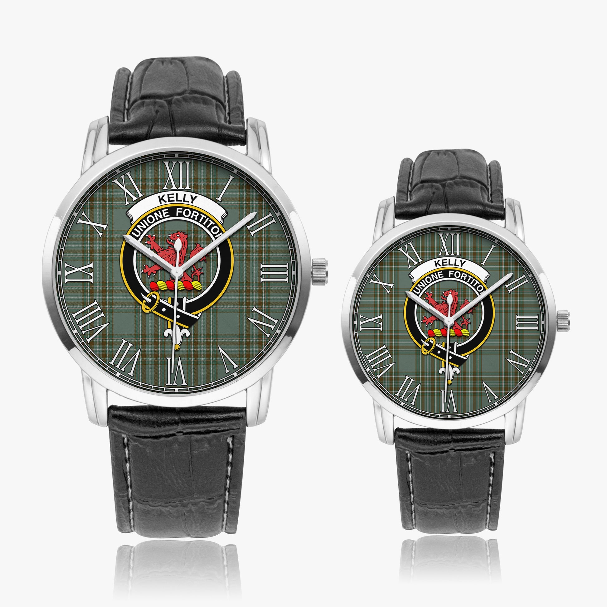 Kelly Dress Tartan Family Crest Leather Strap Quartz Watch - Tartanvibesclothing