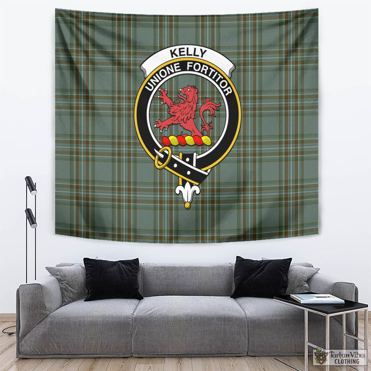 Tartan Vibes Clothing Kelly Dress Tartan Tapestry Wall Hanging and Home Decor for Room with Family Crest