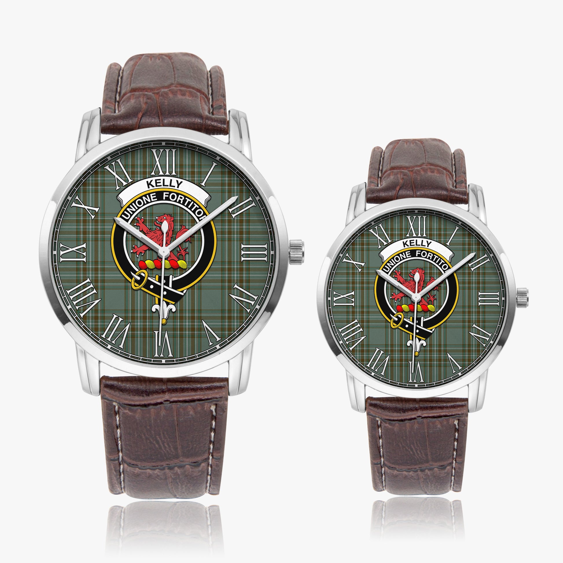 Kelly Dress Tartan Family Crest Leather Strap Quartz Watch - Tartanvibesclothing
