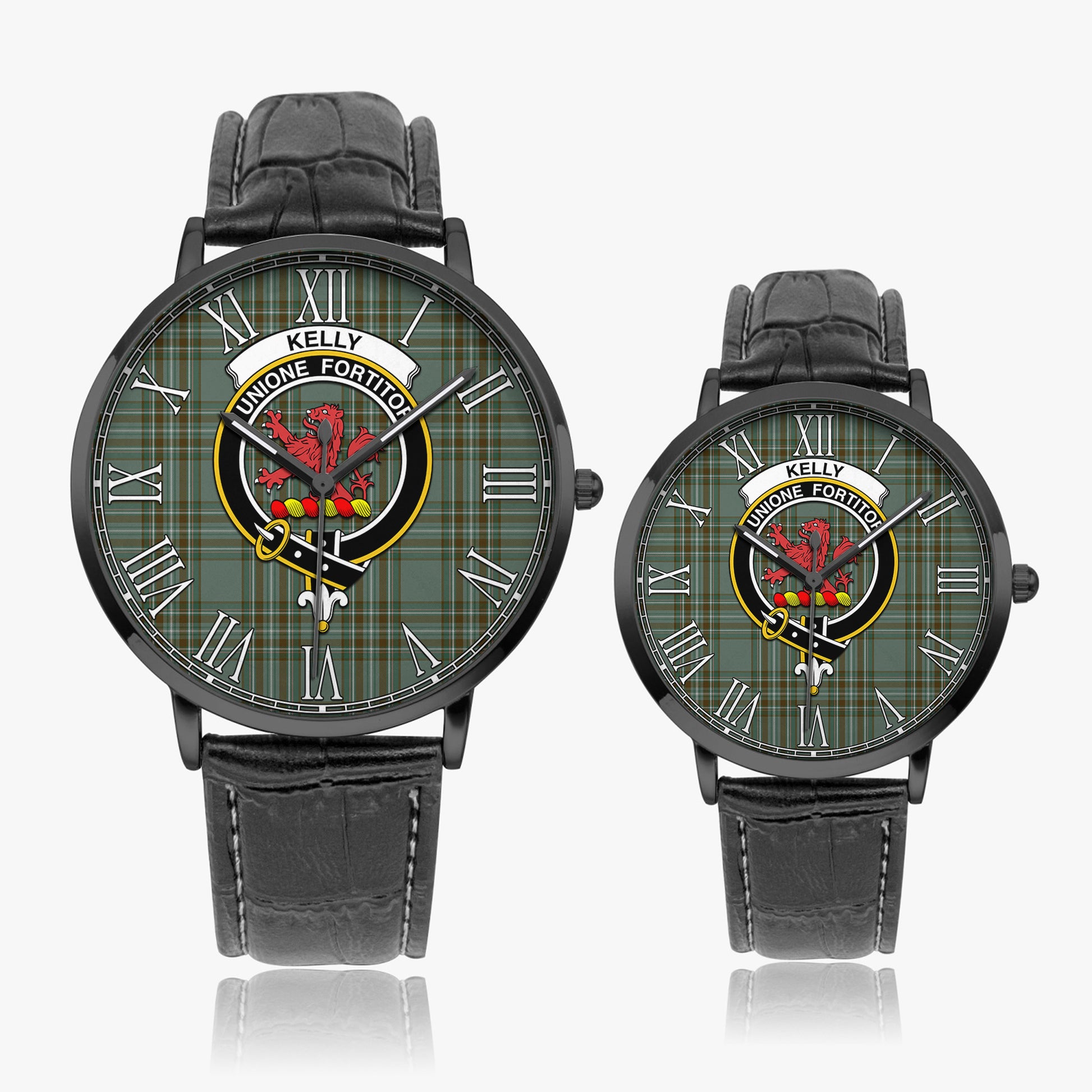 Kelly Dress Tartan Family Crest Leather Strap Quartz Watch - Tartanvibesclothing