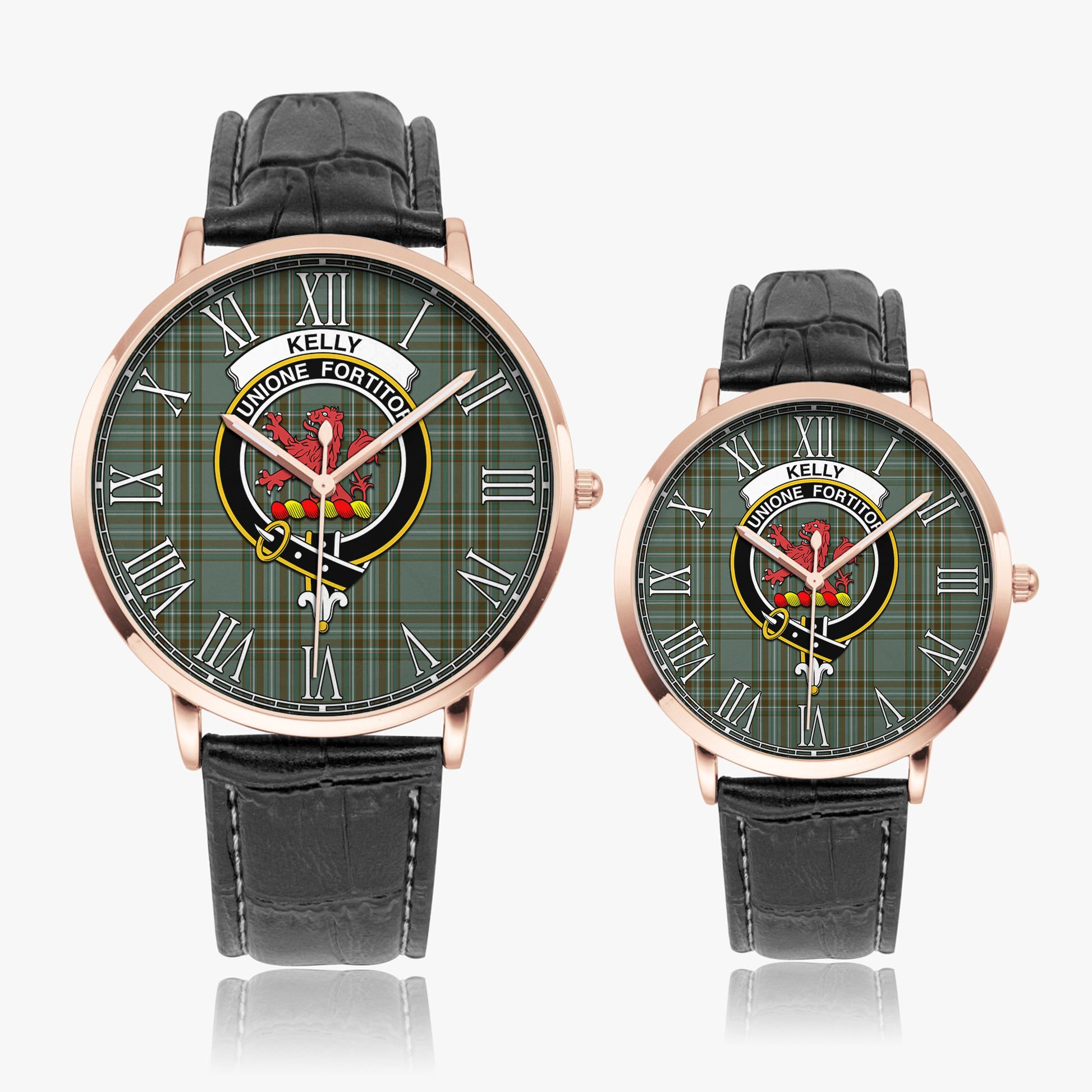 Kelly Dress Tartan Family Crest Leather Strap Quartz Watch - Tartanvibesclothing