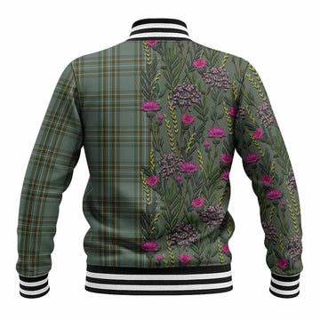 Kelly Family Crest Tartan Baseball Jacket Scottish Thistle Flower Pattern Half Style - Tartan Vibes Clothing