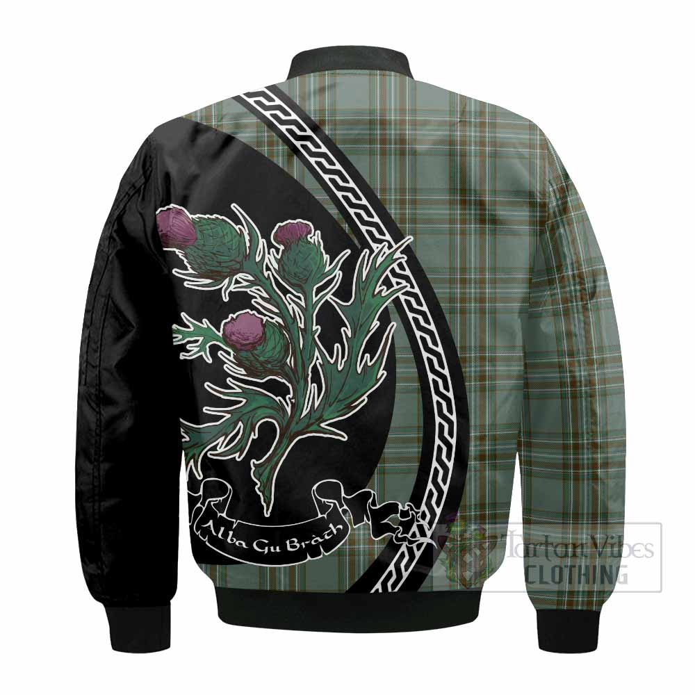 Kelly Family Crest Tartan Bomber Jacket Alba Thistle Inspired - Tartan Vibes Clothing