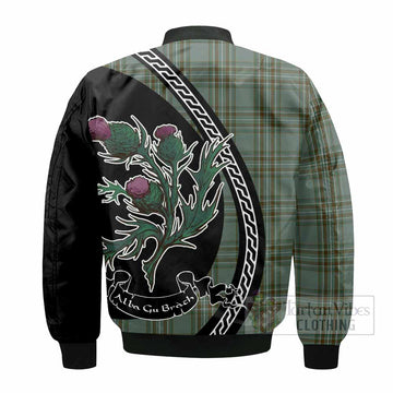 Kelly Family Crest Tartan Bomber Jacket Alba Thistle Inspired - Tartan Vibes Clothing