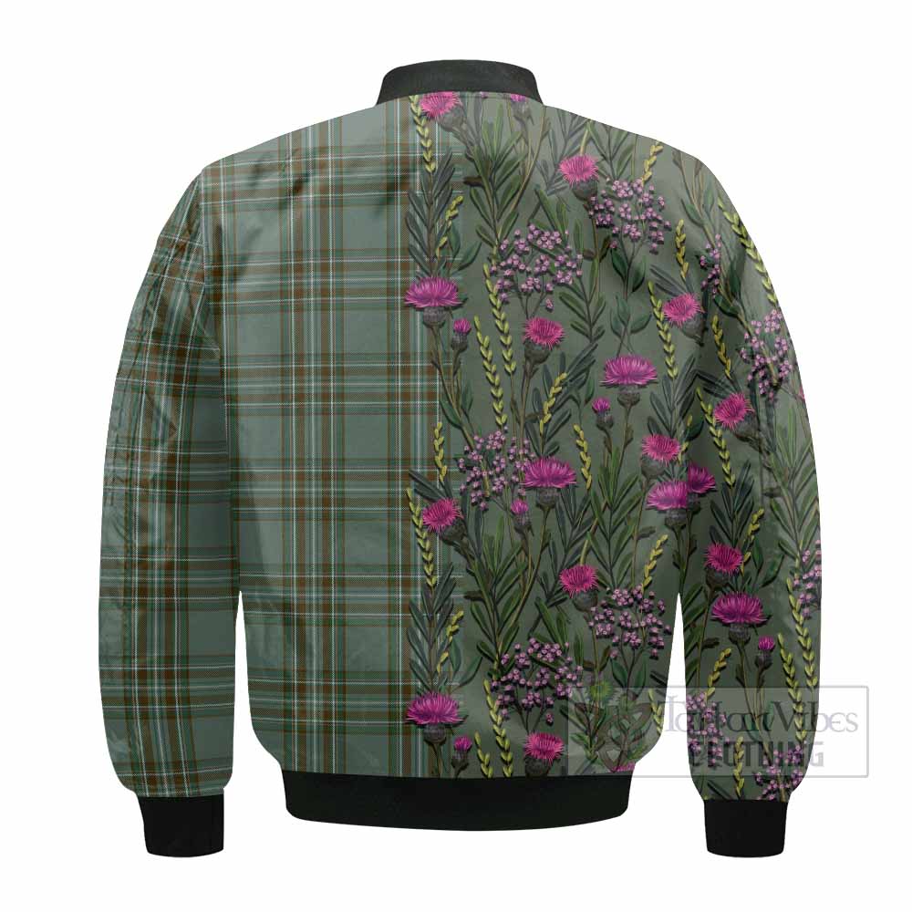 Kelly Family Crest Tartan Bomber Jacket Scottish Thistle Flower Pattern Half Style - Tartan Vibes Clothing