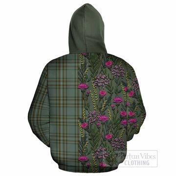 Kelly Family Crest Tartan Cotton Hoodie Scottish Thistle Flower Pattern Half Style - Tartan Vibes Clothing