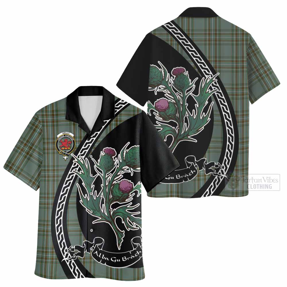 Kelly Family Crest Tartan Hawaiian Shirt Alba Thistle Inspired - Tartan Vibes Clothing