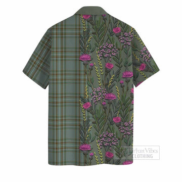 Kelly Family Crest Tartan Hawaiian Shirt Scottish Thistle Flower Pattern Half Style - Tartan Vibes Clothing