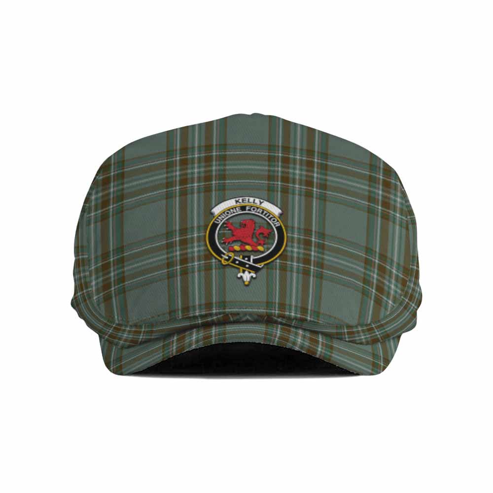 Kelly Family Crest Tartan Jeff Cap, Tartan Flat Cap