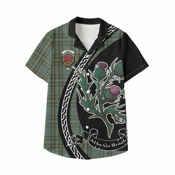 Kelly Family Crest Tartan Kid Hawaiian Shirt Alba Thistle Inspired - Tartan Vibes Clothing