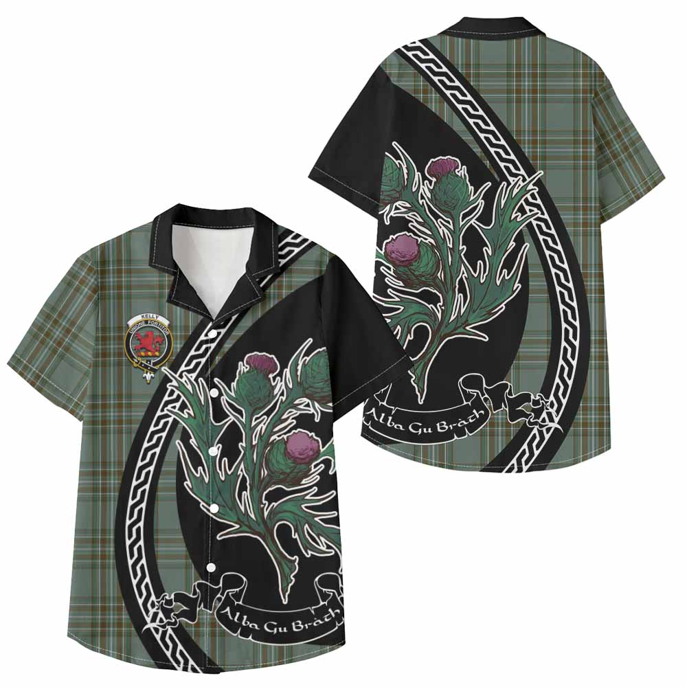 Kelly Family Crest Tartan Kid Hawaiian Shirt Alba Thistle Inspired - Tartan Vibes Clothing