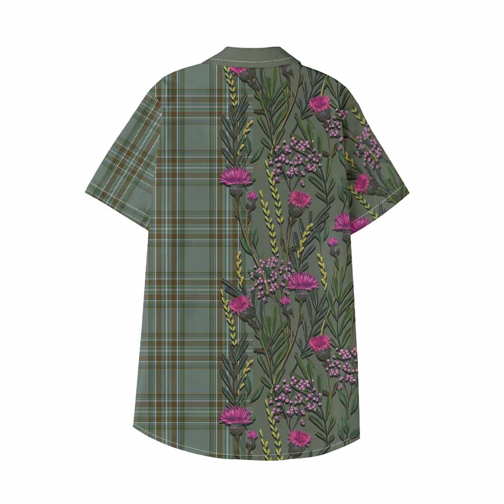 Kelly Family Crest Tartan Kid Hawaiian Shirt Scottish Thistle Flower Pattern Half Style - Tartan Vibes Clothing