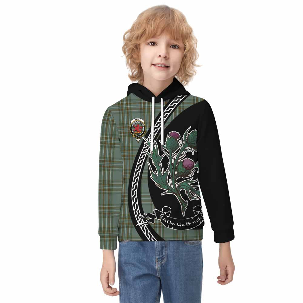 Kelly Family Crest Tartan Kid Hoodie Alba Thistle Inspired - Tartan Vibes Clothing
