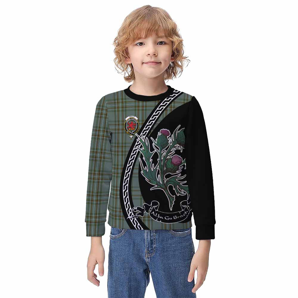 Kelly Family Crest Tartan Kid Knitted Sweatshirt Alba Thistle Inspired - Tartan Vibes Clothing