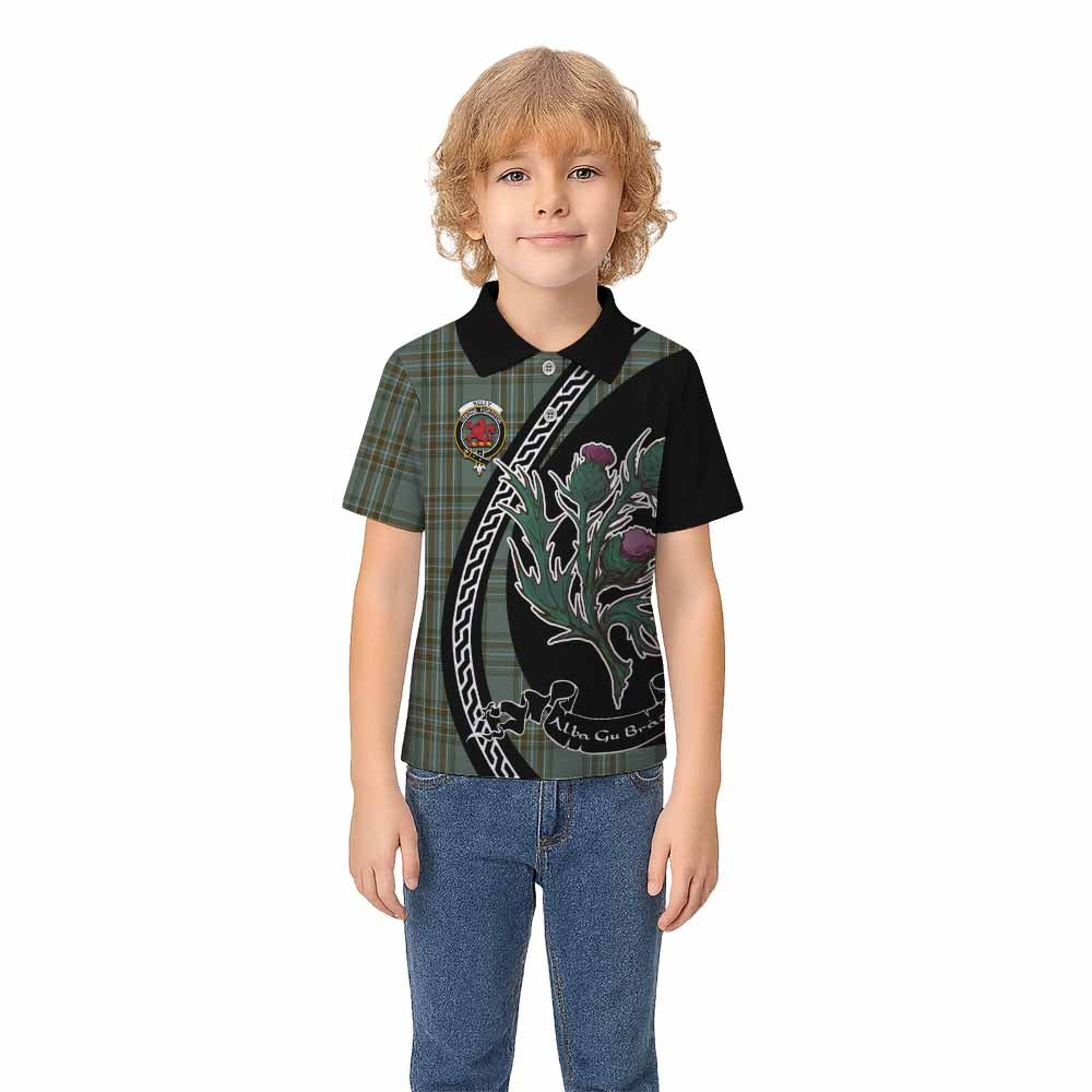 Kelly Family Crest Tartan Kid Polo Shirt Alba Thistle Inspired - Tartan Vibes Clothing