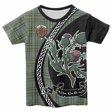 Kelly Family Crest Tartan Kid T-shirt Alba Thistle Inspired - Tartan Vibes Clothing