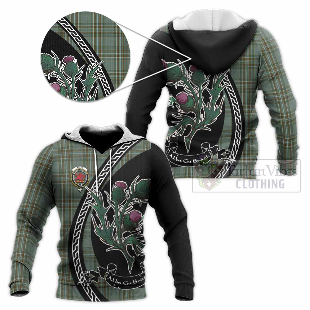 Kelly Family Crest Tartan Knitted Hoodie Alba Thistle Inspired - Tartan Vibes Clothing
