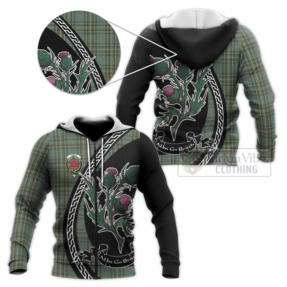Kelly Family Crest Tartan Knitted Hoodie Alba Thistle Inspired - Tartan Vibes Clothing