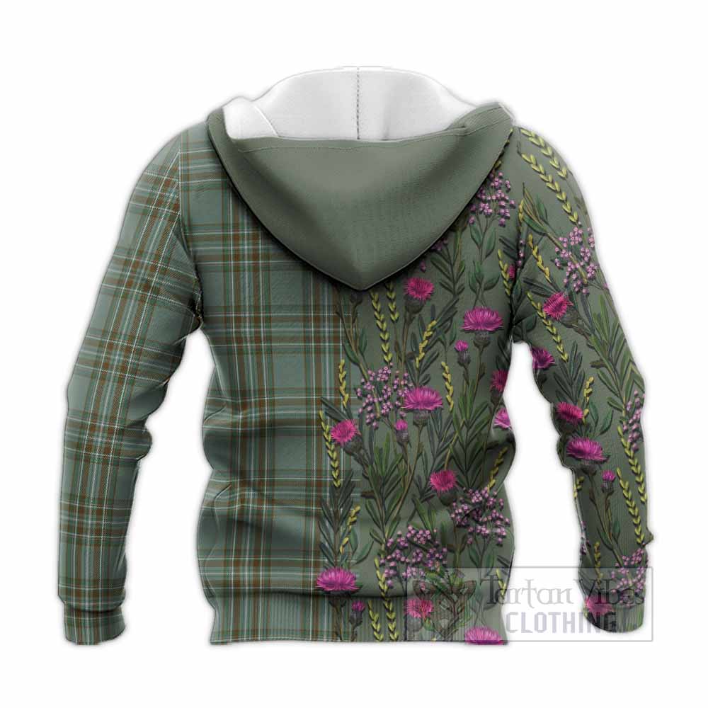 Kelly Family Crest Tartan Knitted Hoodie Scottish Thistle Flower Pattern Half Style - Tartan Vibes Clothing