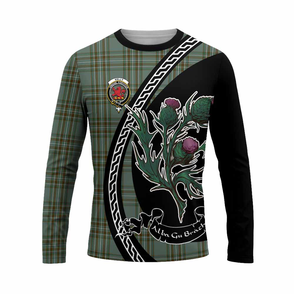 Kelly Family Crest Tartan Long Sleeve T-Shirt Alba Thistle Inspired - Tartan Vibes Clothing