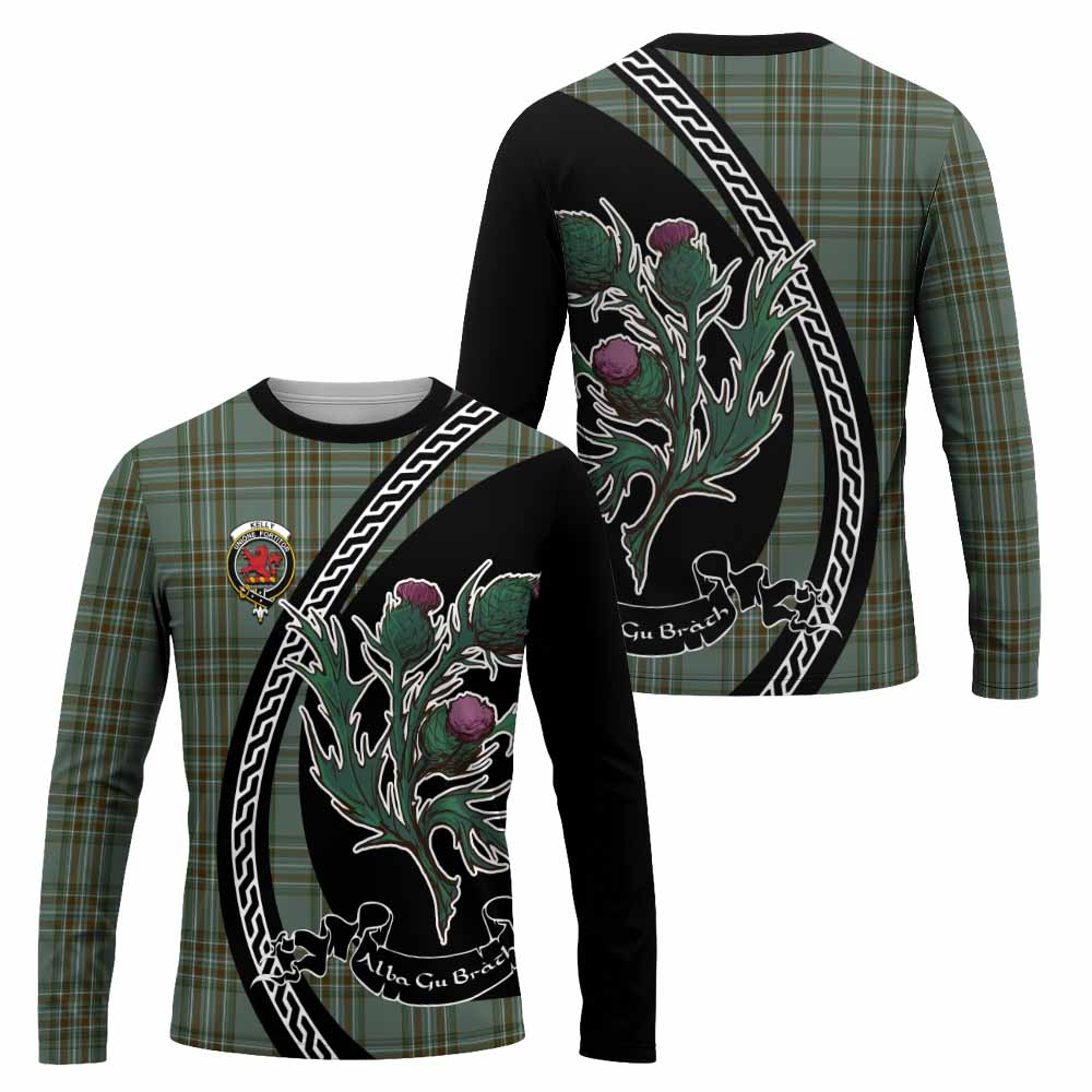 Kelly Family Crest Tartan Long Sleeve T-Shirt Alba Thistle Inspired - Tartan Vibes Clothing