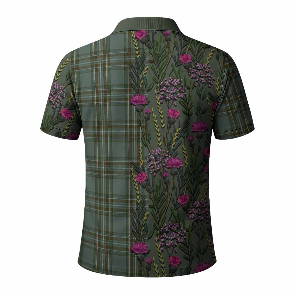 Kelly Family Crest Tartan Polo Shirt Scottish Thistle Flower Pattern Half Style - Tartan Vibes Clothing
