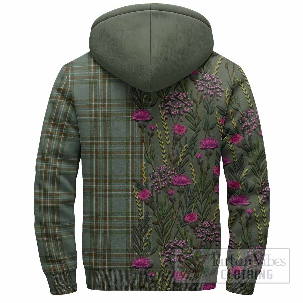 Kelly Family Crest Tartan Sherpa Hoodie Scottish Thistle Flower Pattern Half Style - Tartan Vibes Clothing