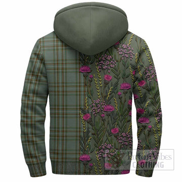Kelly Family Crest Tartan Sherpa Hoodie Scottish Thistle Flower Pattern Half Style - Tartan Vibes Clothing