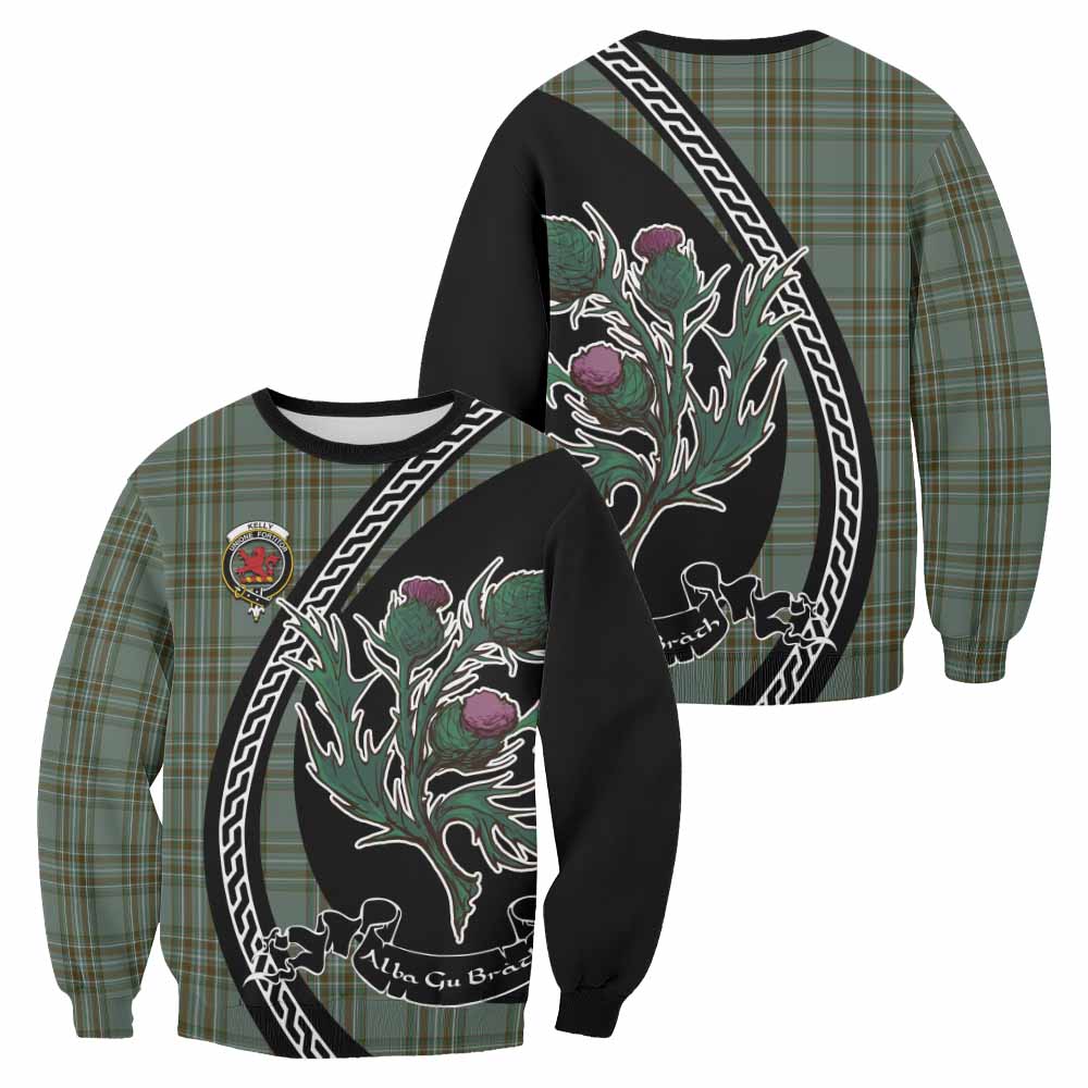 Kelly Family Crest Tartan Sweatshirt Alba Thistle Inspired - Tartan Vibes Clothing