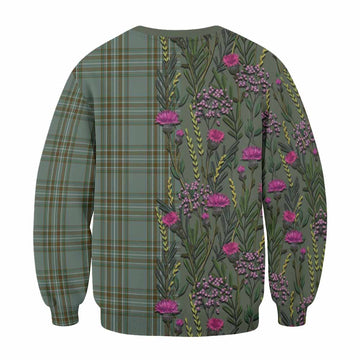 Kelly Family Crest Tartan Sweatshirt Scottish Thistle Flower Pattern Half Style - Tartan Vibes Clothing
