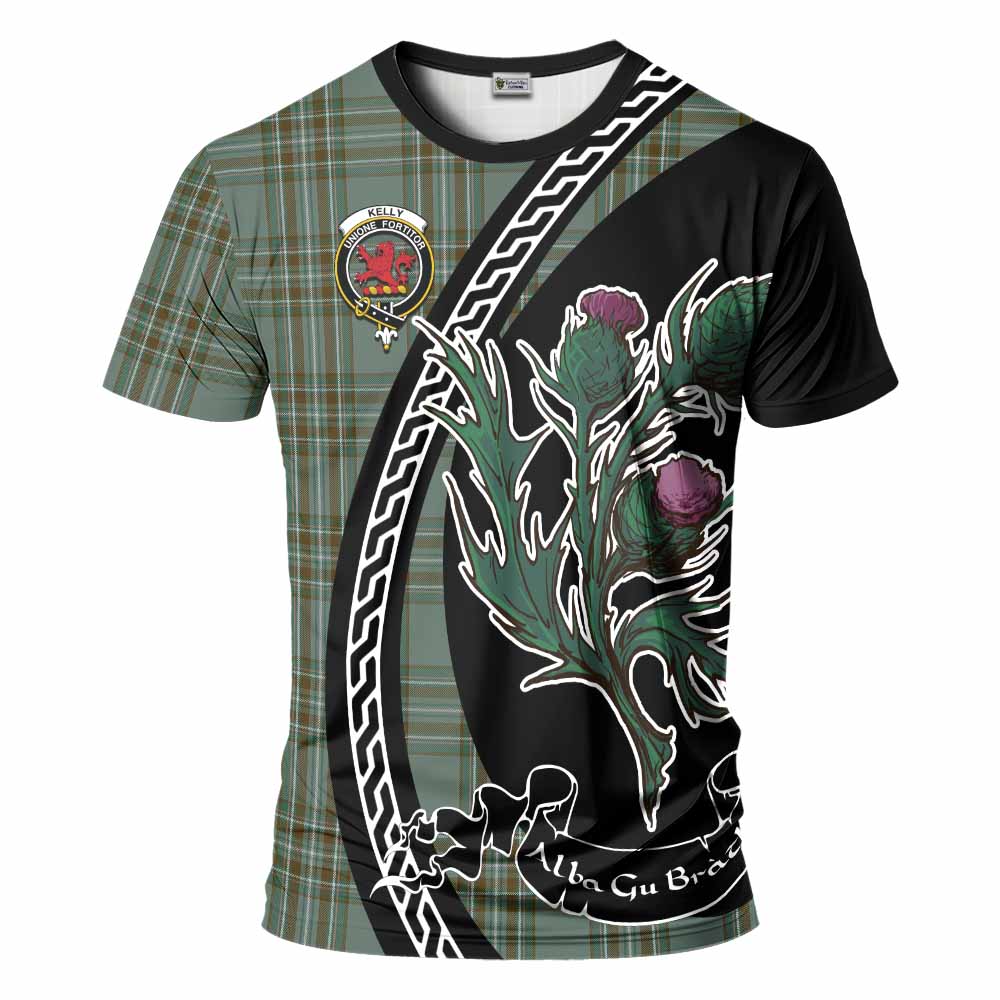 Kelly Family Crest Tartan T-Shirt Alba Thistle Inspired - Tartan Vibes Clothing