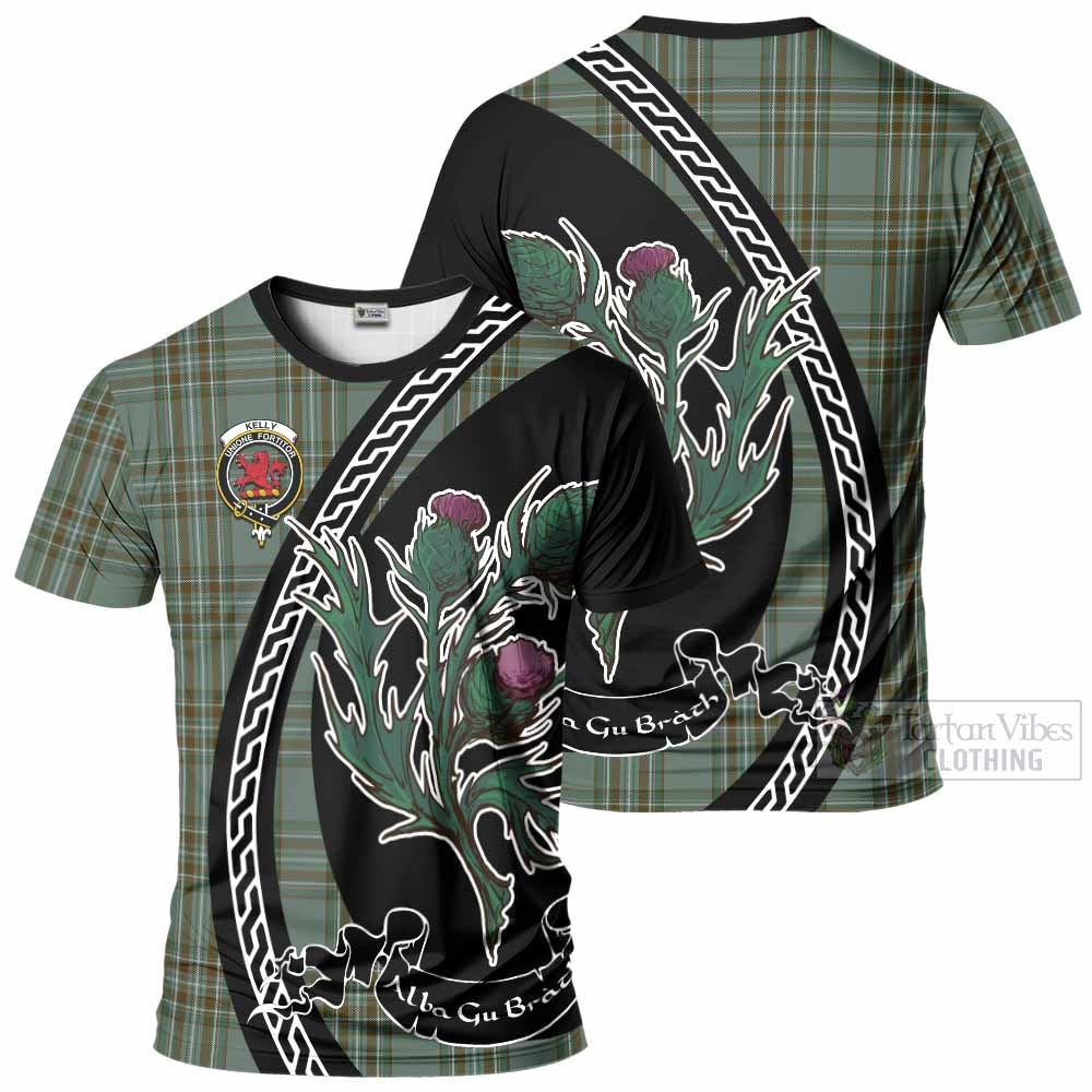 Kelly Family Crest Tartan T-Shirt Alba Thistle Inspired - Tartan Vibes Clothing