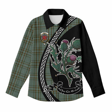 Kelly Family Crest Tartan Women Casual Shirt Alba Thistle Inspired - Tartan Vibes Clothing