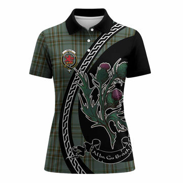 Kelly Family Crest Tartan Women Polo Shirt Alba Thistle Inspired - Tartan Vibes Clothing
