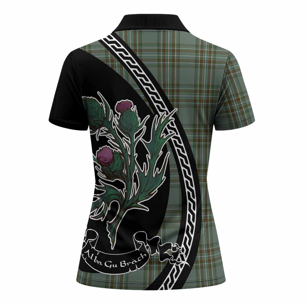 Kelly Family Crest Tartan Women Polo Shirt Alba Thistle Inspired - Tartan Vibes Clothing