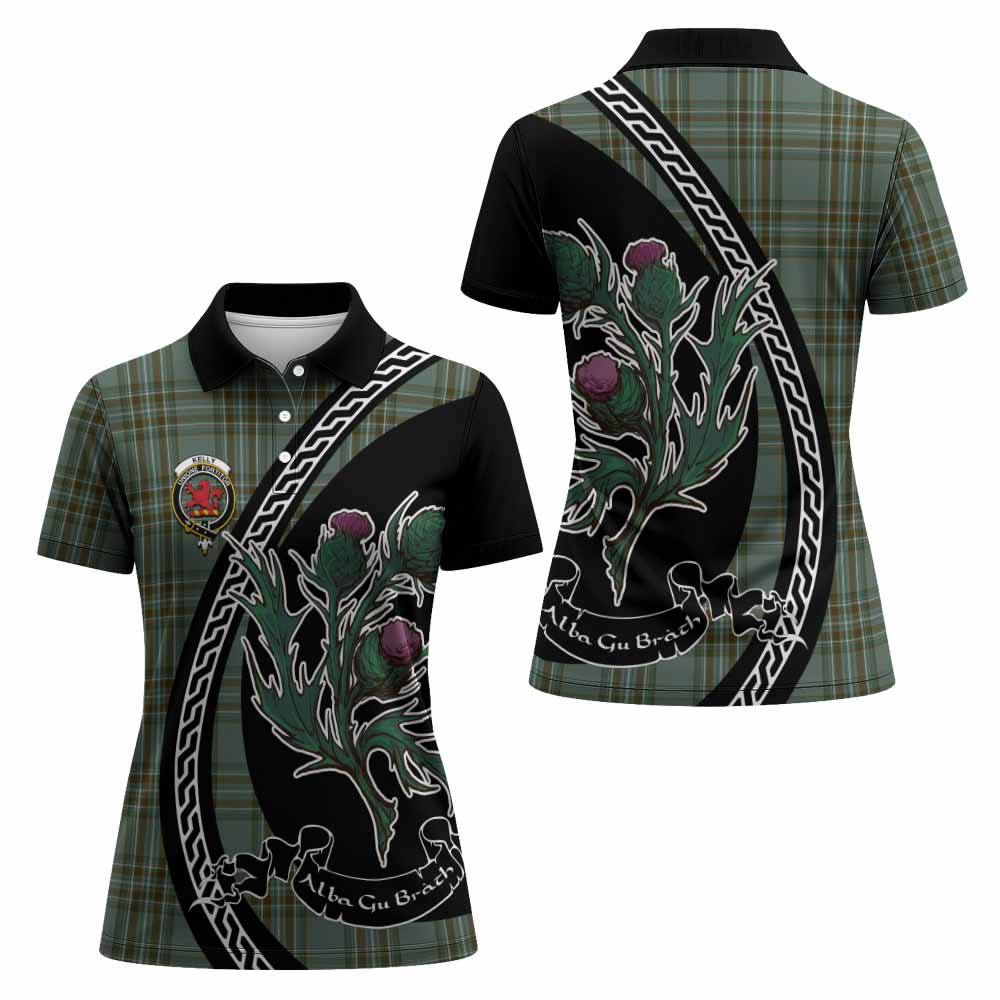 Kelly Family Crest Tartan Women Polo Shirt Alba Thistle Inspired - Tartan Vibes Clothing